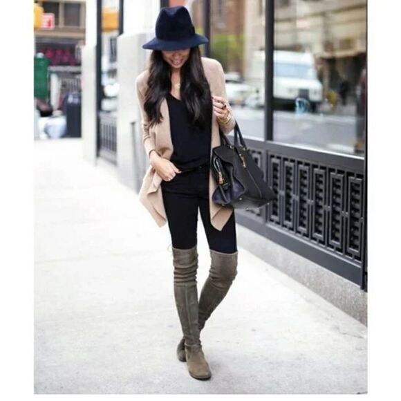 Stuart Weitzman Lowland Loden Green Suede Over The Knee boots - Picture 2 of 13